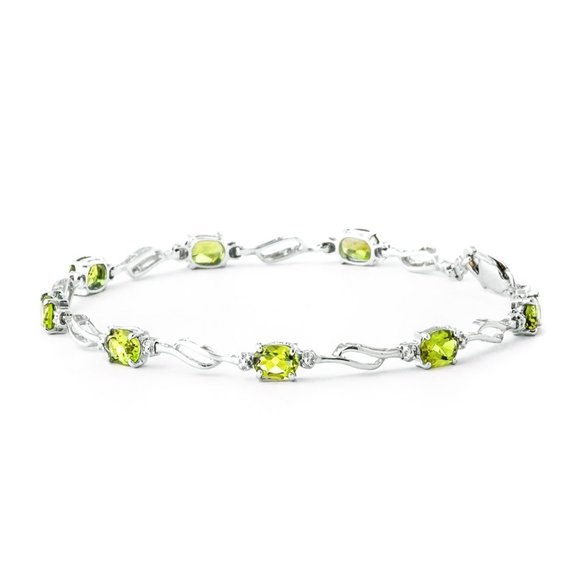14K. SOLID GOLD BRACELET WITH PERIDOT & DIAMOND - Picture 3 of 9